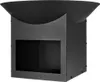 A black metal portable garden fireplace with a square base and a bowl-shaped top. Voir les images du produit
