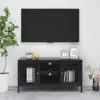 vidaXL TV stolek černý 105x35x52 cm ocel a sklo - TV Náhled obrázku produktu 2