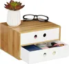 Relaxdays Organiseur de bureau, 2 tiroirs, bambou & MDF, Voir les images du produit 1