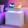 LVSOMT Modern weißer Nachttisch mit integrierter Produktbild-Vorschau 1