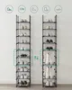 Two tall, open shoe racks are shown side-by-side, filled with various shoes. Icons representing different shoe types are displayed above the racks. Náhled obrázku produktu