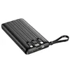 A black power bank with integrated cables and a strap, shown on a white background. Anteprima dell’immagine prodotto