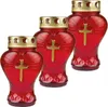 Grablicht aus Glas in Herzform Rot 3er-Pack Grabkerze 45h Produktbild-Vorschau 1