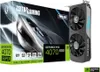 A Zotac GeForce RTX 4070 SUPER graphics card and its retail packaging are displayed against a white background. Produktbild-Vorschau