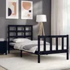 The Living Store Massivholzbett mit Kopfteil Schwarz Produktbild-Vorschau 3