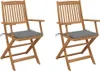 vidaXL Klappbare Gartenstühle 2 Stk. mit Kissen Massivholz Produktbild-Vorschau 8