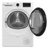 A front view of a white Beko condenser dryer with the door open, showing the drum and control panel. Produktbild-Vorschau