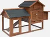 A wooden chicken coop with an attached run, shown from a side-angle against a white background. Anteprima dell’immagine prodotto