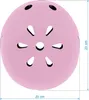 A pink helmet with ventilation holes, shown from a top-down perspective, with dimensions indicated. Anteprima dell’immagine prodotto