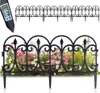 A black garden fence with decorative scrollwork is shown in two configurations: a close-up of the fence installed in a flower bed and a separate section of the fence above it. A small black stake with the brand name 'Vilde' and 'x4' is also visible in the  Náhľad obrázku produktu