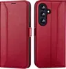A red flip case for a Samsung Galaxy A26 5G phone, shown open and closed. Produktbild-Vorschau