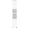 A tall, narrow white cabinet with three open shelves and a closed cabinet at the bottom, standing on thin legs. Produktbild-Vorschau