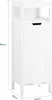 A white tall cabinet with a slatted door and an open shelf at the top. Produktbild-Vorschau