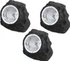 Three solar-powered rock lights are arranged in a triangular formation against a white background. Produktbild-Vorschau
