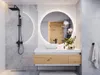 A modern bathroom vanity with a sink, mirror, and shower. Produktbild-Vorschau