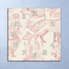 Deko Glasuhr Wanduhr 30x30 Rosa Waldtiere beige Quarz Produktbild-Vorschau 1
