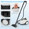 A collage of images showing details of a steam cleaner, with text descriptions in German. Anteprima dell’immagine prodotto