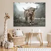 MuchoWow® Poster Schottisches Hochlandrind - Wald - Nebel - Produktbild-Vorschau 7