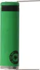 A single green cylindrical battery with silver terminals on a white background. Produktbild-Vorschau