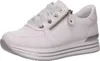 A single white sneaker with a platform sole and silver accents is shown from a side-angle against a white background. Voir les images du produit