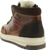 A close-up rear view of a brown leather bootie. Anteprima dell’immagine prodotto