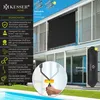 A black roller blind is installed on a modern building facade, with a pool in the foreground. Produktbild-Vorschau