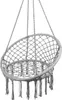 A gray macrame hanging chair suspended by ropes against a white background. Náhled obrázku produktu