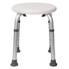 A white and silver adjustable shower stool on a white background. Produktbild-Vorschau