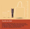 A graphic illustration comparing the size of a hair curler to a coffee cup, smartphone, and tote bag, with descriptive text below. Náhled obrázku produktu