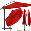 A red cantilever umbrella and its accessories are displayed against a white background. Anteprima dell’immagine prodotto
