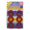 A blister pack containing six red circular items with a yellow and blue striped background. Produktbild-Vorschau