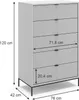 A diagram of a chest of drawers with dimensions indicated. Podgląd zdjęcia produktu