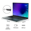 A laptop with dimensions and feature icons displayed. Produktbild-Vorschau