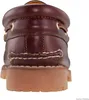 The back view of a brown leather boat shoe with a tan sole. Anteprima dell’immagine prodotto