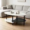 Couchtisch oval aus Holz,Kleiner Beistelltisch Sofatisch Produktbild-Vorschau 1