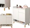 Collage of a white shoe cabinet with wooden legs and a drawer. Náhľad obrázku produktu