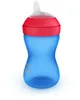A blue and red sippy cup with a white spout, isolated on a white background. Náhled obrázku produktu