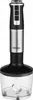 A studio shot of a black and silver immersion blender with a clear plastic chopper attachment. Anteprima dell’immagine prodotto