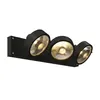 A black triple spotlight fixture mounted on a black base, shown against a white background. Podgląd zdjęcia produktu