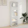 A white bookshelf filled with books and decorative items, placed in a room with a plant and artwork on the wall. Voir les images du produit