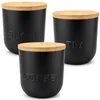 com-four® Set van 3 voorraadpotten met bamboe deksel - voor Productafbeelding-voorbeeld 1