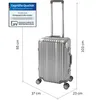 A silver hard-shell suitcase with dimensions indicated. Náhľad obrázku produktu