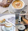A collage of images showing coffee latte art, pastries, a magazine, and a device printing on coffee. Podgląd zdjęcia produktu