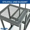 Close-up of a black metal plant stand with multiple tiers and a mesh surface. Podgląd zdjęcia produktu