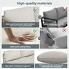 Collage of images highlighting the quality of materials used in a rattan garden lounge set. Voir les images du produit