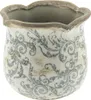 Clayre & Eef Pot de fleurs Ø 15x14 cm Beige Gris Céramique Voir les images du produit 1
