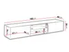 A 3D rendering of a TV stand with dimensions indicated. Náhled obrázku produktu