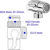 A diagram showing a 3-way shower diverter valve with labels indicating its different connection sizes. Produktbild-Vorschau