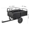 A black VEVOR trailer with dimensions indicated by text overlays. Produktbild-Vorschau