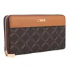 A brown and tan L.CREDI wallet with a repeating logo pattern. Anteprima dell’immagine prodotto
